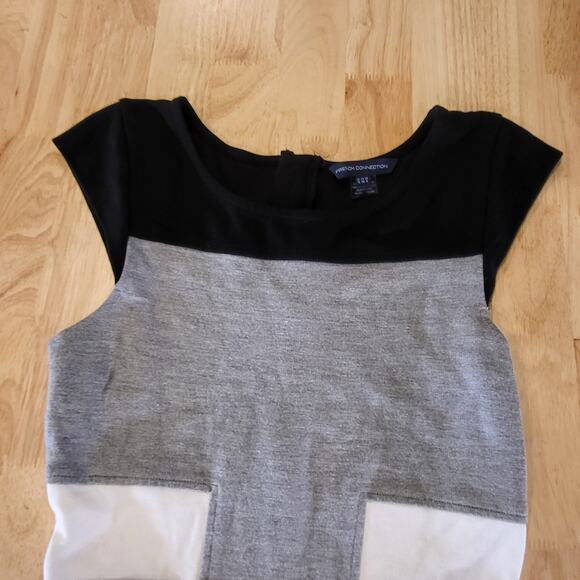 French Connection Black Gray White Sleeveless Jersey Knit Pencil Dress Zip - Picture 6 of 14